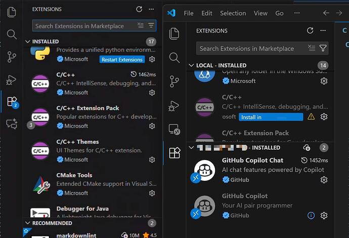 左边为服务器,右边为客户端
